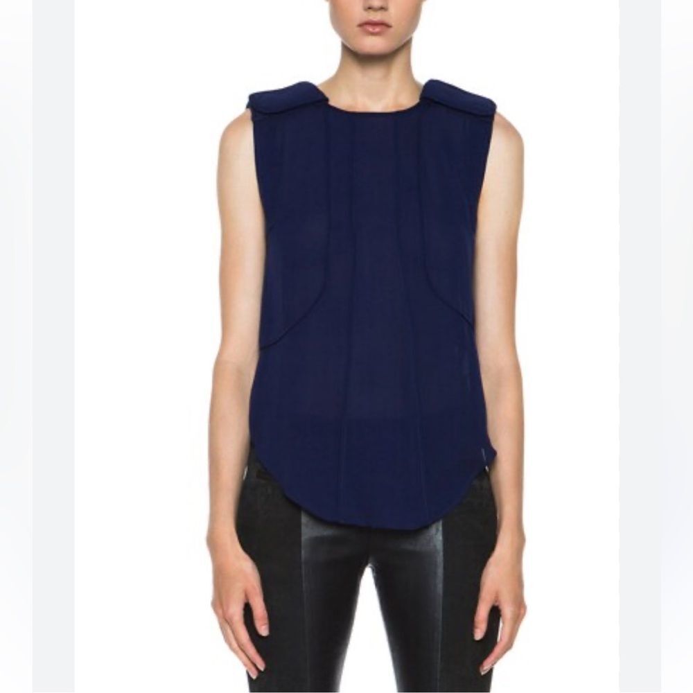 Isabel Marant Silk Blouse Women’s 38 Blue Semi Sheer Sleeveless